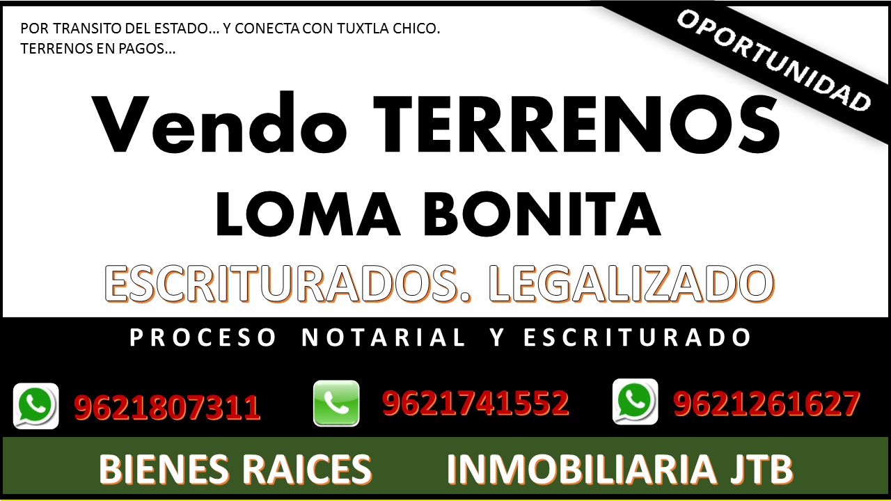 TERRENOS LOMA BONITA $180,000 <br>